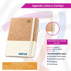 Agenda de Linho com Cortiça Linho e Cortiça    Elástico 