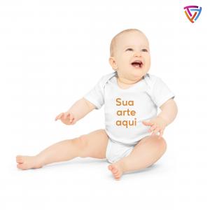 Body Baby Manga Curta Personalizado Poliéster ou Algodão     Criação de Arte