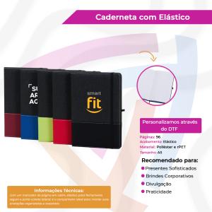 Caderno A5 Poliéster e rPet Poliéster e rPet    Fecho em Elástico 