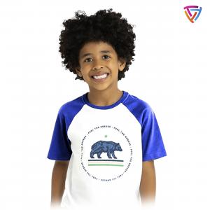 Camisa Infantil Raglan Personalizada Poliéster  Apenas frente ou Frente e Costas   Criação de Arte | Estampa A4 ou Estampa A3