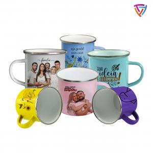 Caneca Ágata Personalizada Aço Inox | Metal Aproximadamente 8cm x 11cm    Criação de Arte