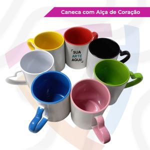 Caneca Alça Coração Personalizada Cerâmica   Resinado  Capacidade: 325ml