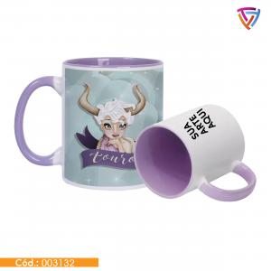 Caneca com Detalhe Colorido Personalizada Porcelana   Resina  Criação de Arte