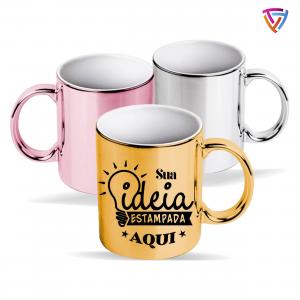 Caneca Cromada Personalizada Porcelana   Resina  Criação de Arte