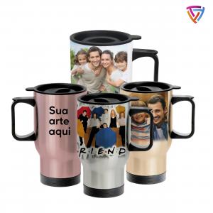 Caneca Inox Travel Mug Personalizada Aço Inox   Parede Dupla  Criação de Arte
