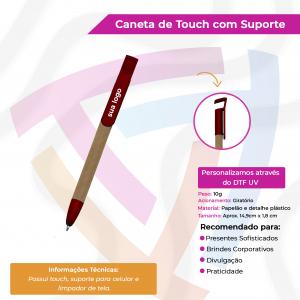 Caneta Ecológica com Suporte e Touch Papelão 1,8cm x 14,6m   Detalhe Plástico Metálico 