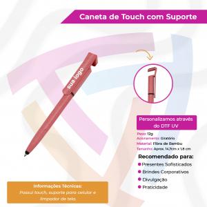 Caneta Fibra com Suporte e Touch Fibra de Bambu 1,8cm x 14,6cm    