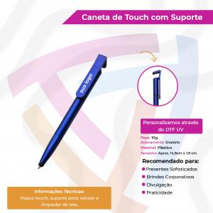 Caneta Plástica com Suporte e Touch Plástico 1,3cm x 13,7cm   Metálico 