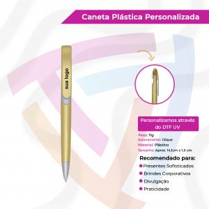 Caneta Plástica Metálica Plástico 14,1cm x 1,5cm   Metálico 