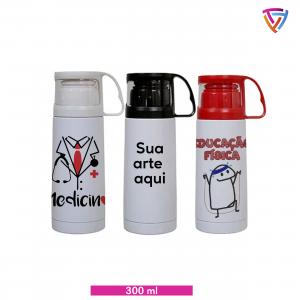 Garrafa Térmica com Copo Personalizado Aço Inox     Montagem de Arte