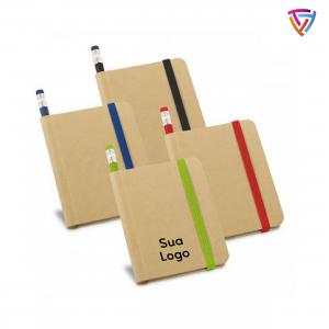 Mini Caderno Ecológico Personalizado Papel Cartão Kraft | Papel Reciclado A7 - 10,5cm x 8,2cm   Elástico Criação de Arte