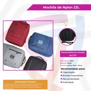 Mochila de Nylon 22L Nylon     Suporte externo USB