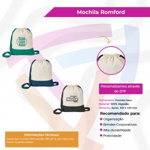 Mochila Romford 100% algodão    180 g/m² Criação de Arte