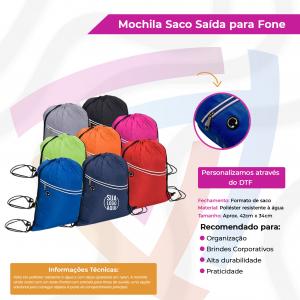 Mochila Saco Poliéster resistente à água     Saída para fone