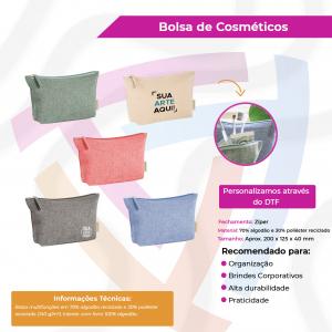 Necessaire de Cosmeticos 70% Algodão reciclado e 30% Poliéster reciclado     