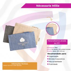Necessaire Millie 70% Algodão Reciclado e 30% Poliéster Reciclado   Interior com forro 100% algodão 140 g/m² 
