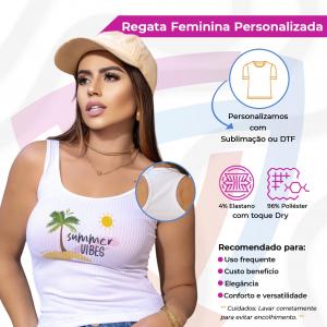 Regata Feminina 100% poliéster ou 96% Poliéster 4% Elastano   Toque Dry Ribana Canelada 