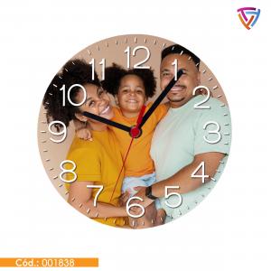 Relógio Personalizado MDF 29x29cm 4/0 - Personalização Somente Frente Resinado Corte Arredondado Criação de Arte |Pilha não Inclusa