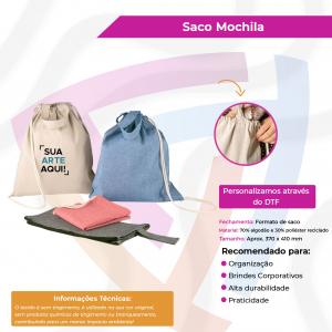 Saco Mochila 70% Algodão Reciclado e 30% Poliéster Reciclado     Criação de Arte