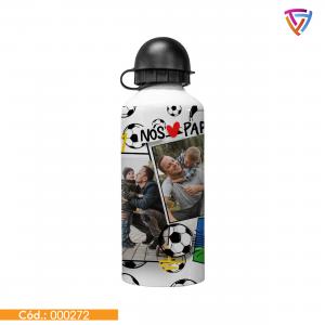 Squeeze Tampa Bola Personalizada Alumínio  Sublimação Total  Acompanha Tampa Plástica no formato de Bola Criação de Arte | Capacidade de 600ml