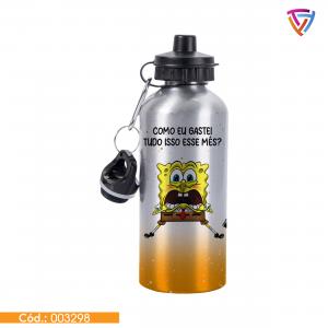 Squeeze Tampa Dupla Personalizada Alumínio 22cm Alturax8cm Largura Sublimação Total  Acompanha Tampa Mosquetão e Bico Dosador de Plástico Criação de Arte | Capacidade de 600ml