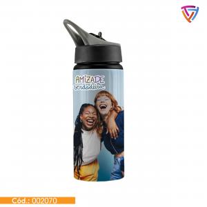 Squeeze Wave Personalizada Alumínio 20cm Altura x 7,3cm Largura Sublimação Total  Acompanha Canudo de Plástico Criação de Arte | Capacidade de 600ml